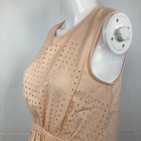 Tibi Shirt Womens Sz 2 XS Blush Pink Eyelet Silk Sleeveless Top Tank - Picture 2 of 10